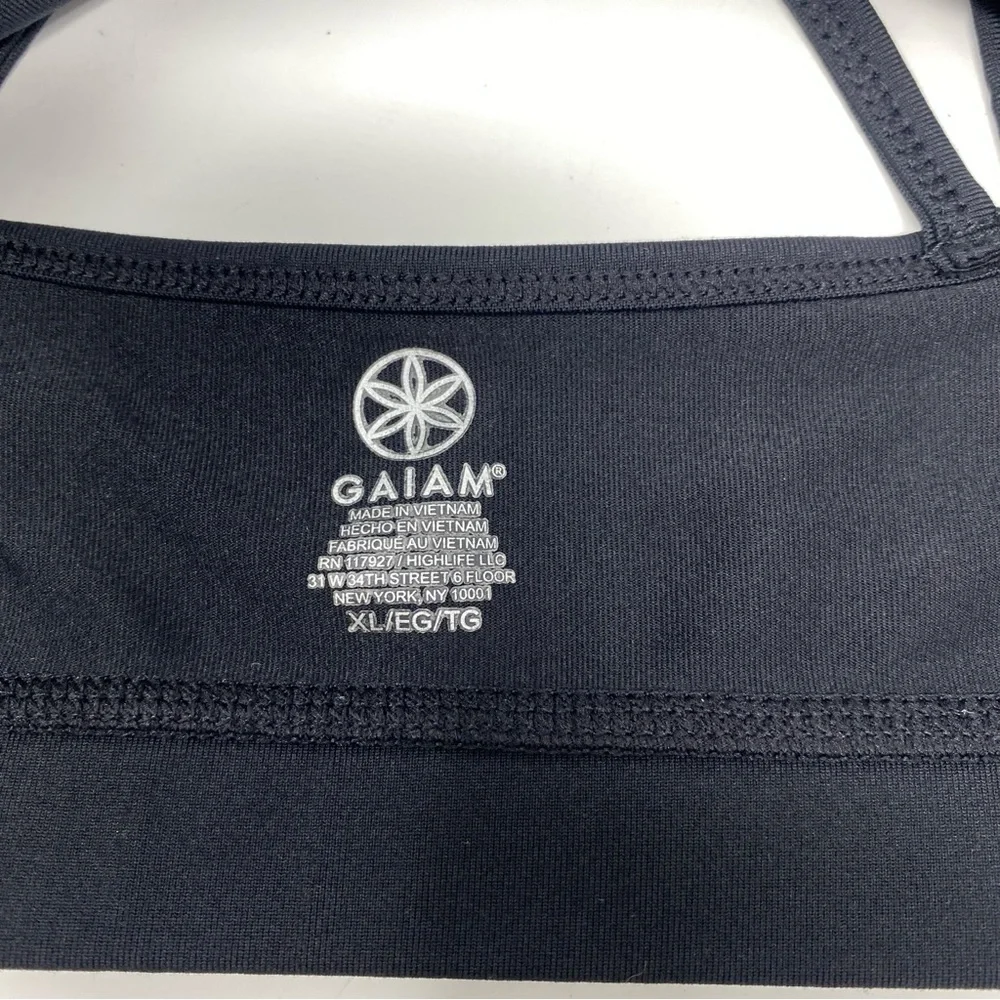 2 Gaiam Shine Wire-Free Medium Impact Yoga Sports Bra Women’s Size XL Black Grey - Picture 5 of 8